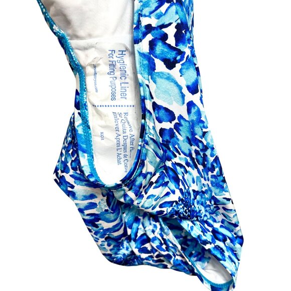 New La Blanca Women's Mid Waist Sash Banded  Hipster Bikini Bottom in Blue Sz 10 - Picture 7 of 7